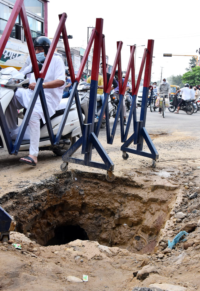 Dug pits left, people of the city upset