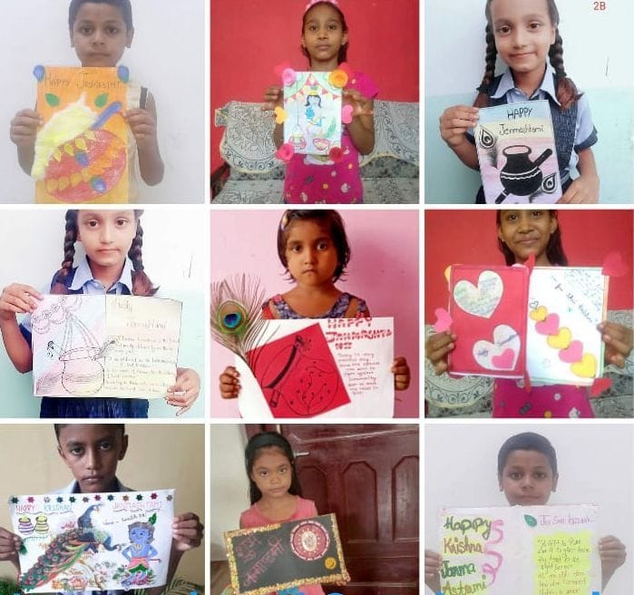 greeting card made by children in hardoi