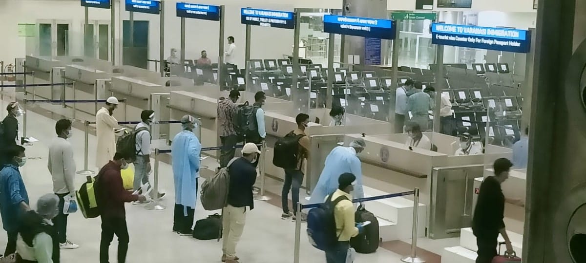 Vande bharat mission: air india airplane reached varanasi airport carrying with immigrants indians from abu dhabi