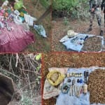 आतंकी ठिकानों से बरामद गोलाबारूद व अन्य सामग्री
