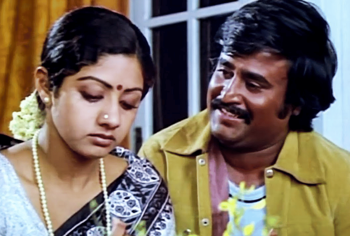 13 year old sridevi played rajinikanths step mother in moondru mudichu