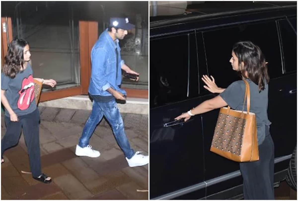Ranbir Kapoor and Alia Bhatt snapped outside Sanjay Dutt residence