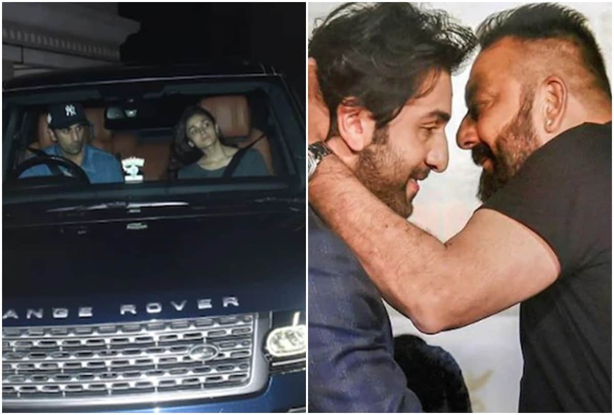 Ranbir Kapoor and Alia Bhatt snapped outside Sanjay Dutt residence