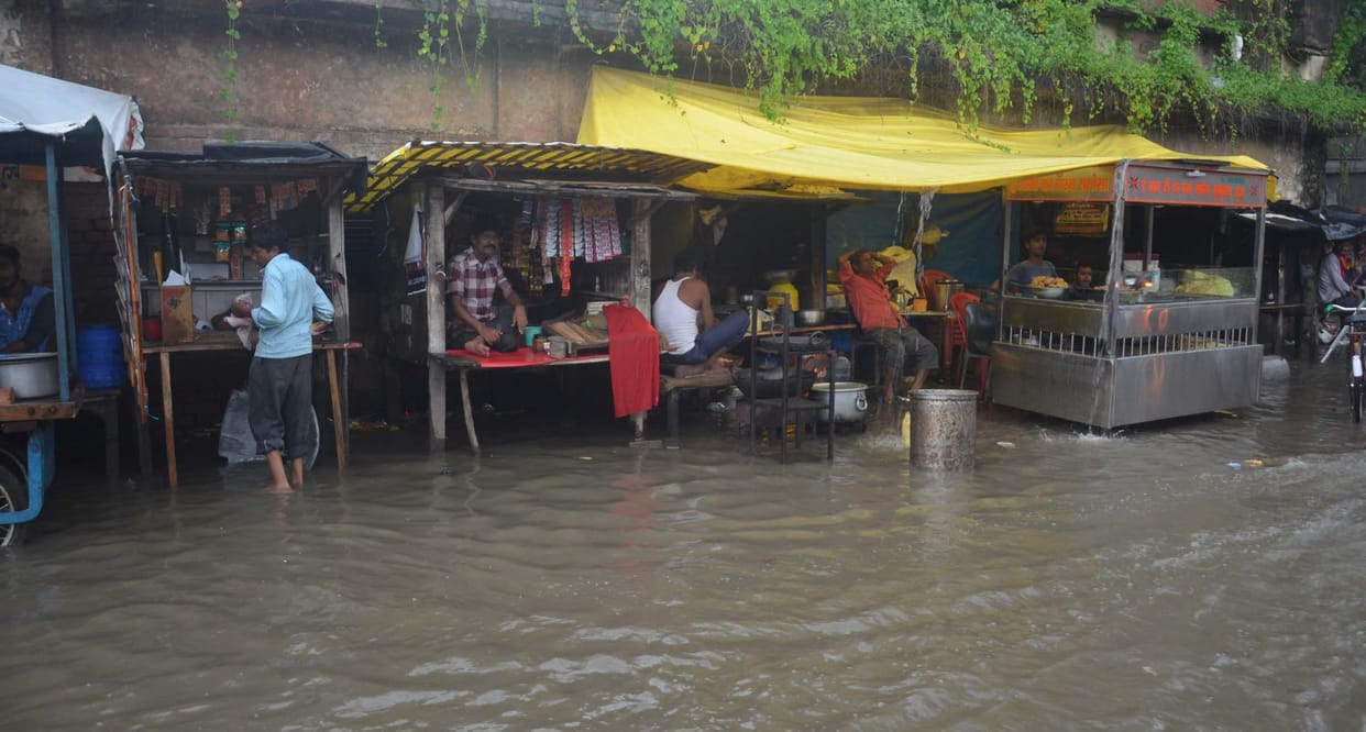 The city kept battling the rain, waterlogging