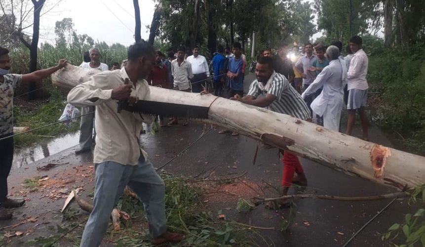 Tree fell on electric line on Nangalsoti-Chandak road