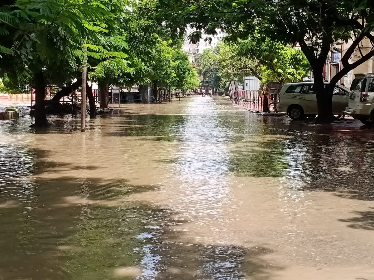 Varanasi Weather temperature Update : rain water logging varanasi relief from humidity raining third day