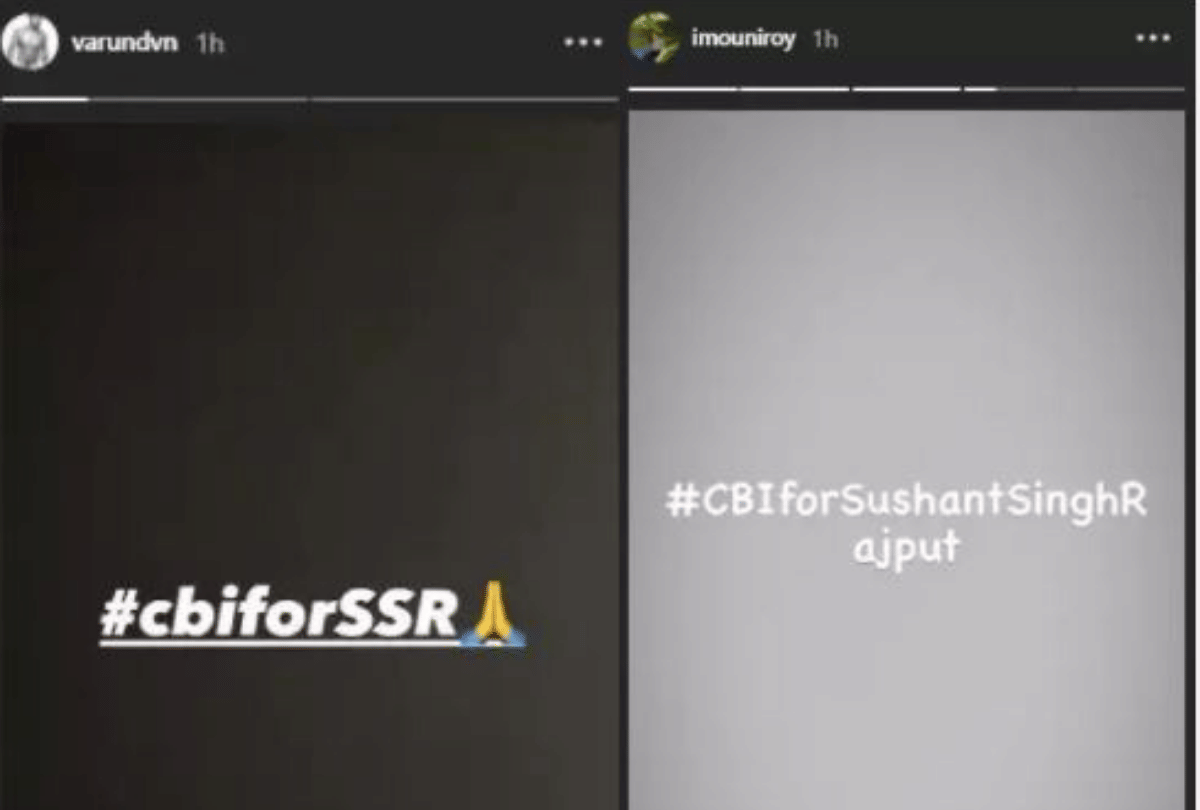 Sushant Singh Rajput case Varun Dhawan and Mouni Roy support CBI For SSR campaign