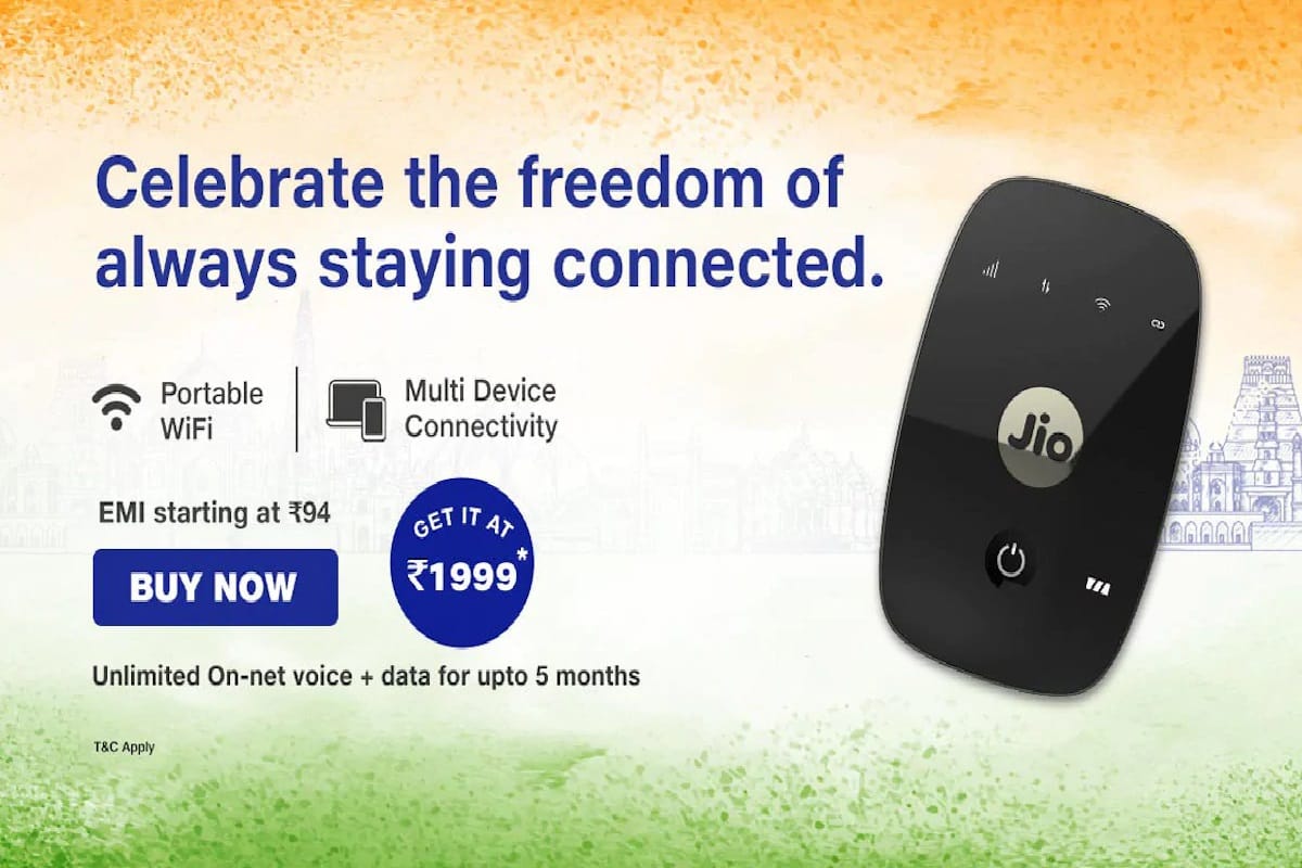 jio independence day offer 2020 Get Jiofi with 5 Months of Free Data and Calls
