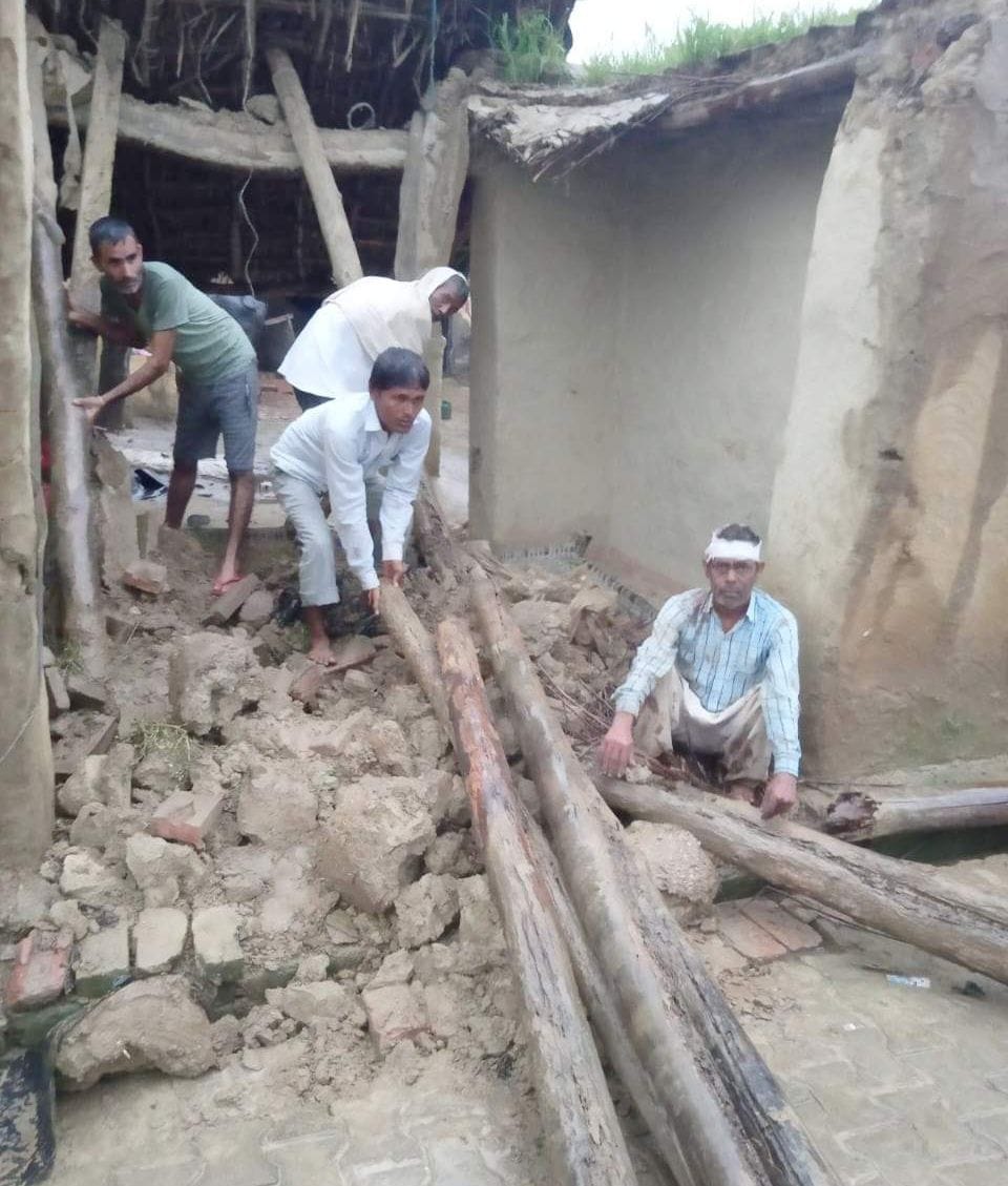 home wall fall in rai in sambhal