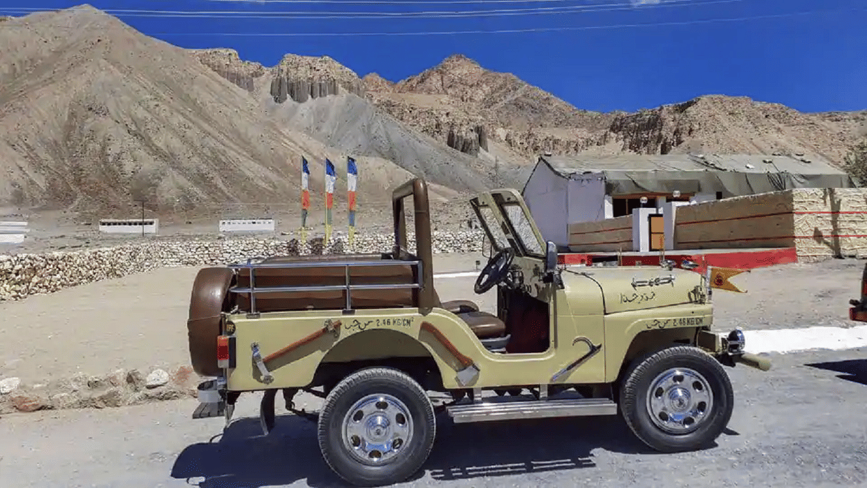 Jarpal Queen Willys Jeep captured from Pakistan in 1971 war is treated as war trophy in Army camp near Leh