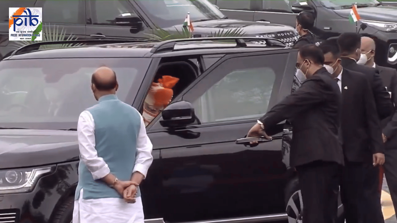 PM Narendra Modi arrives at Red Fort from Range Rover Sentinel on the occasion of 74th Independence Day