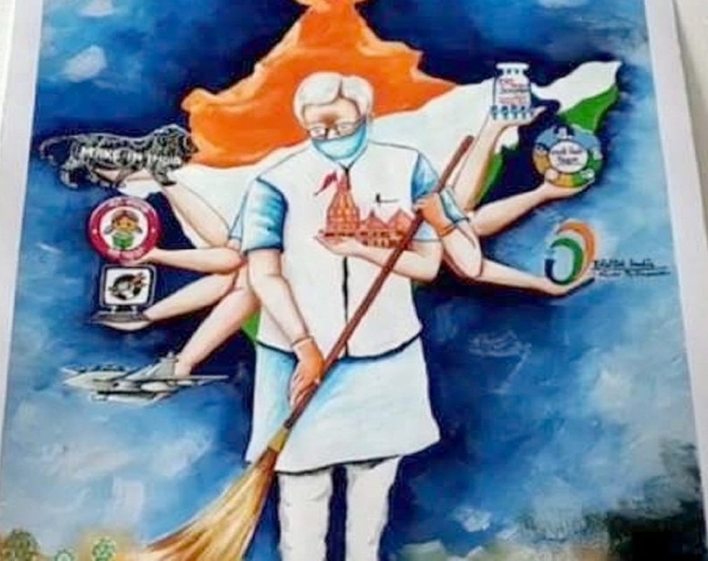 Varanasi painter made a special painting of Prime Minister Modi