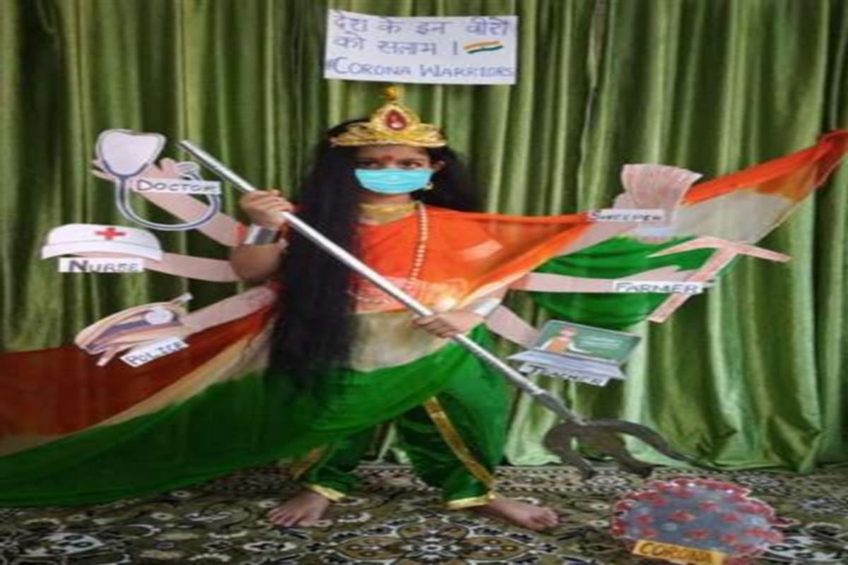 BHU employee's daughter hunted coronavirus as Bharat Mata on Independence Day