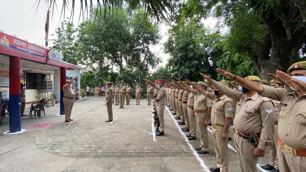 Flag hoisting in Janasath tehsil