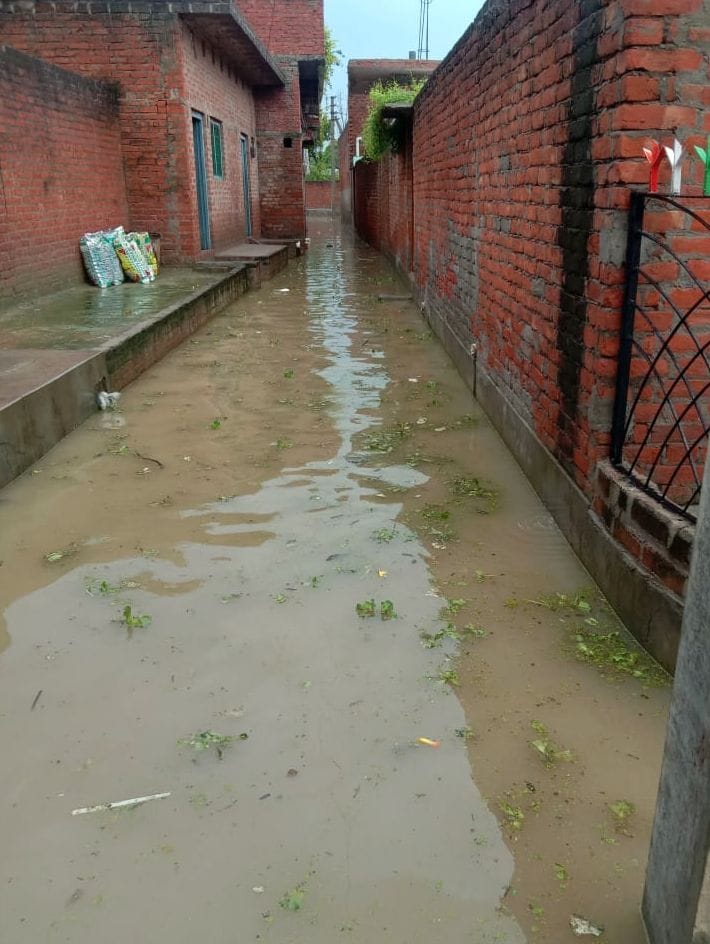 water logging in road due to rain