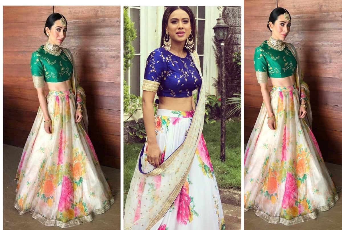nia sharma wear floral lehenga copied karisma kapoor