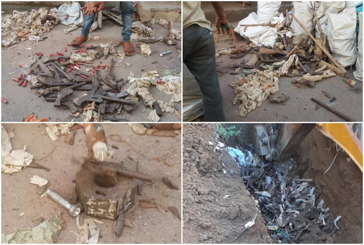Police destroyed illegal weapons after court order in agra