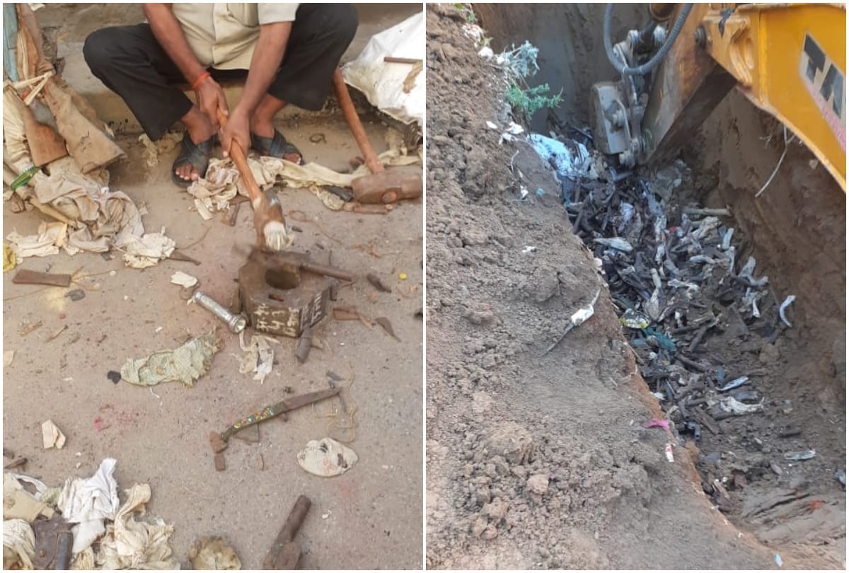Police destroyed illegal weapons after court order in agra