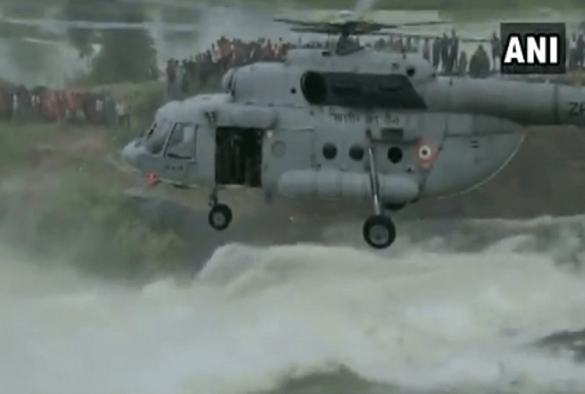 VIDEO: Rural trapped for 12 hours amidst strong currents of water in the dam, Air Force saved him in 20 minutes