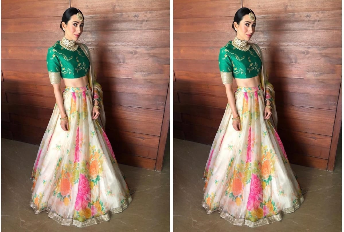 nia sharma wear floral lehenga copied karisma kapoor