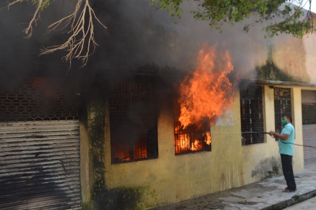 fire from short circuit in market