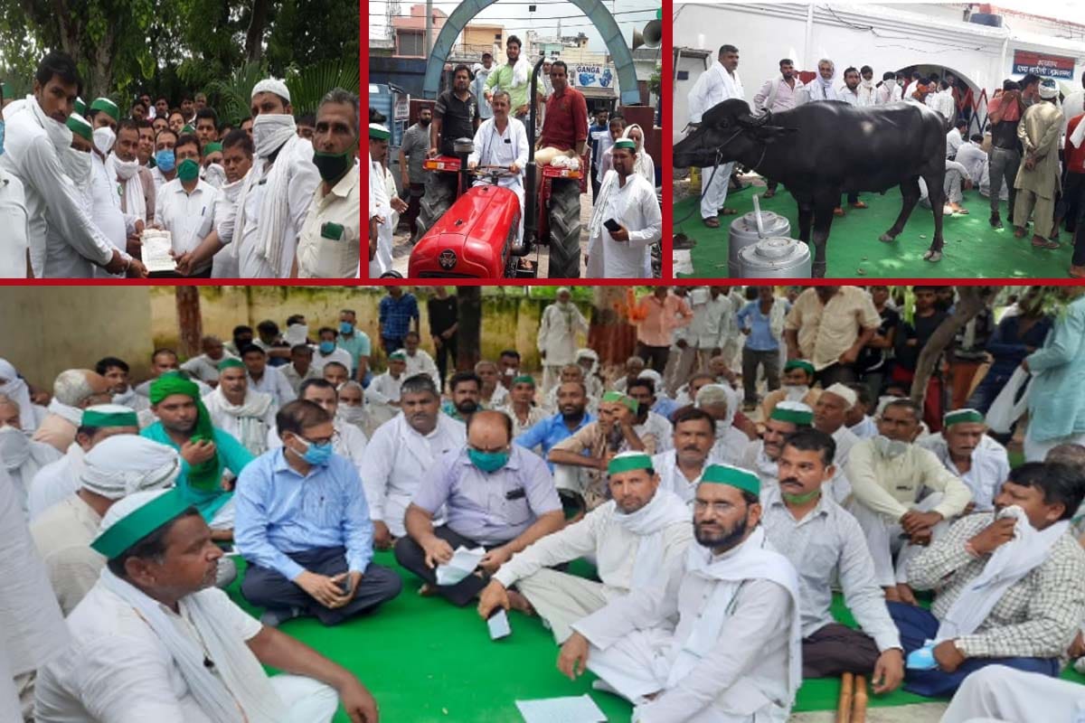 Bakiu protest at police station in Muzaffarnagar, tied animal in police station