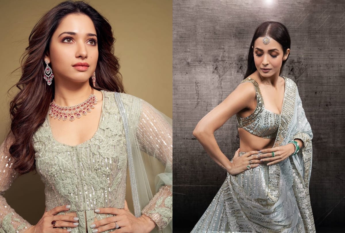 when malaika arora and tamannaah bhatia wore same blue metallic outfit