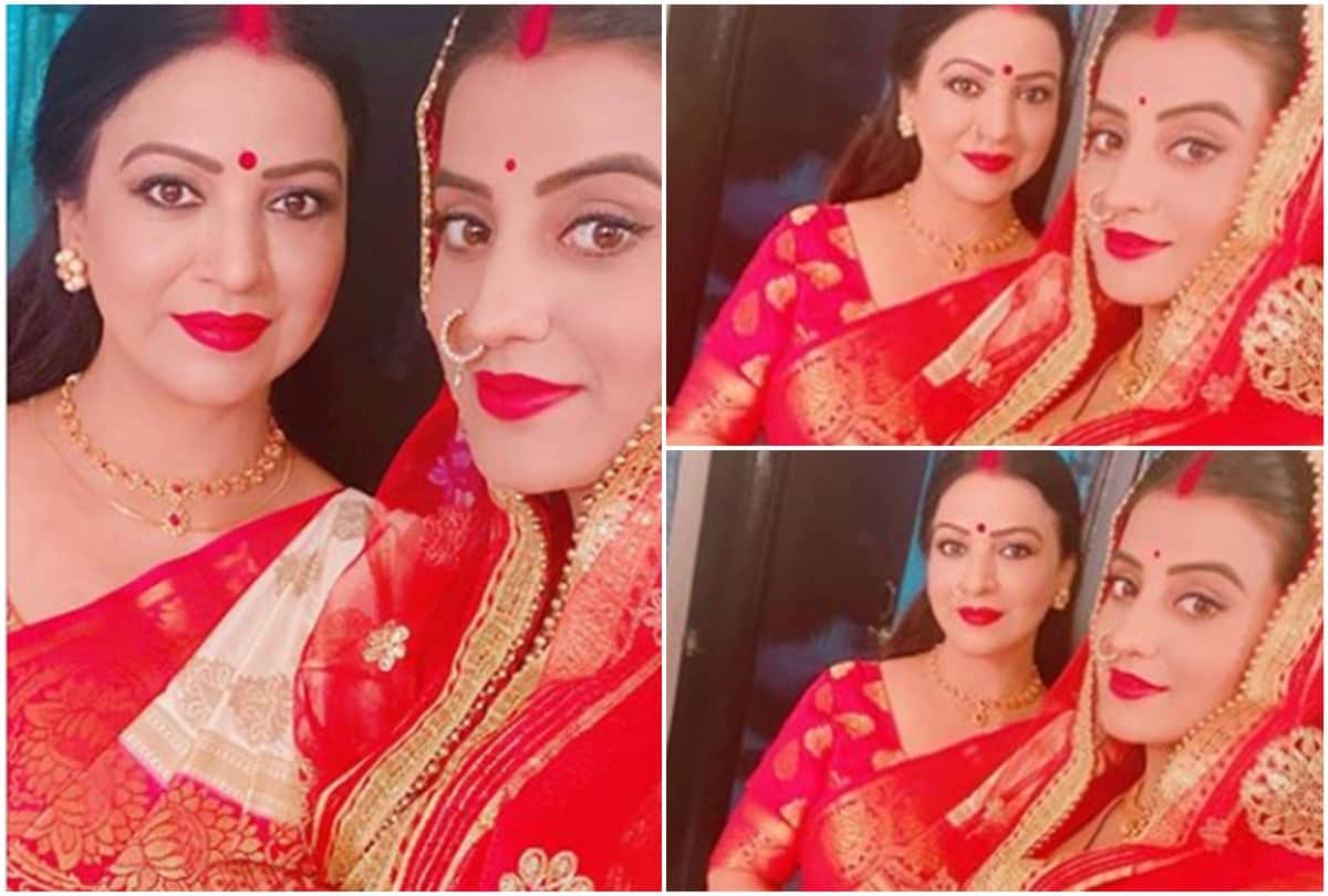 Akshara Singh Wearing Laal Joda And Sindoor Fans Ask Question About her Marriage