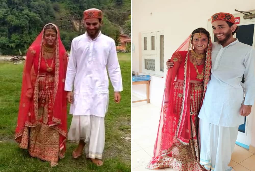 American Boy and Spanish Girl Doing Marriage with pahadi tradition in Uttarakhand Rudraprayag