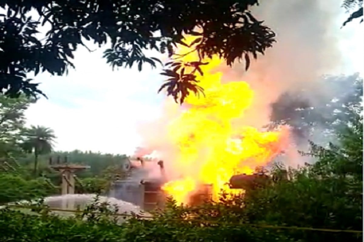 Fire is in a transformer near power house at Muzaffarnagar