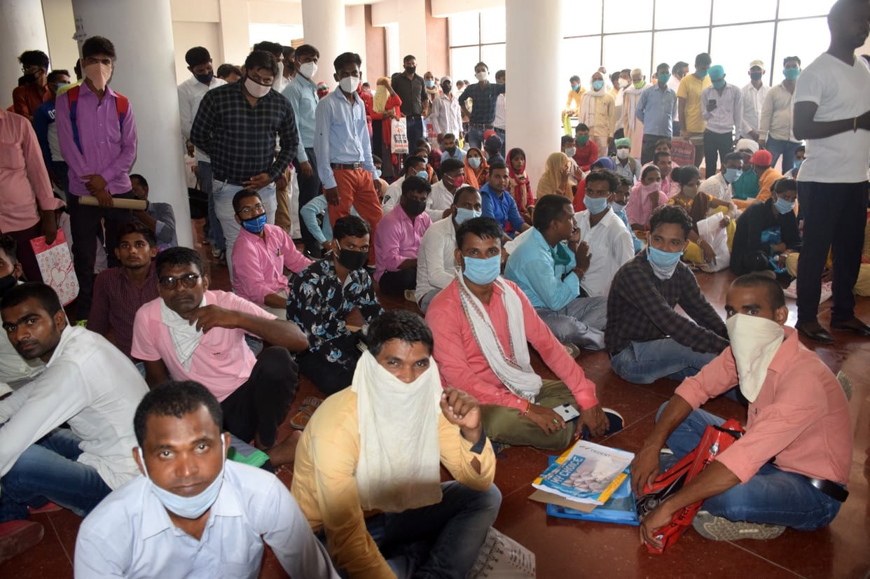 Candidates wandering from the collectorate to Nehru Hall, blown away social distancing