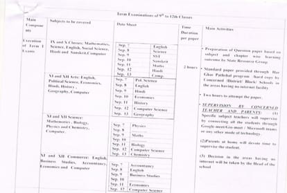 first and second term exam of class ninth to 12th will start from this date, see datesheet here