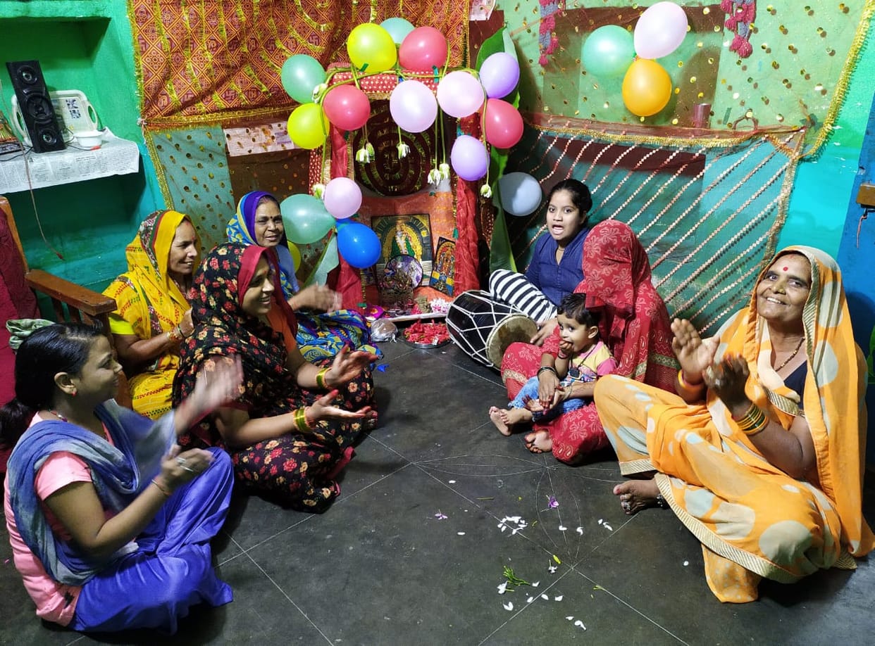 Women celebration hariyali teez festival in long night