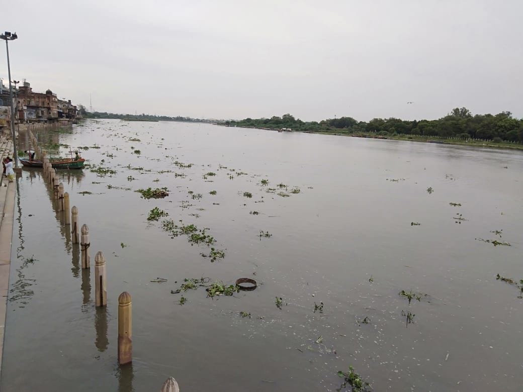 water, level, of yamuna, mathura, flood