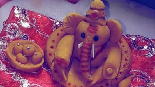 Ganpati prepared from clay, maida and turmeric
