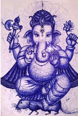 Young artist Anshika Aggarwal created Gajanan on canvas