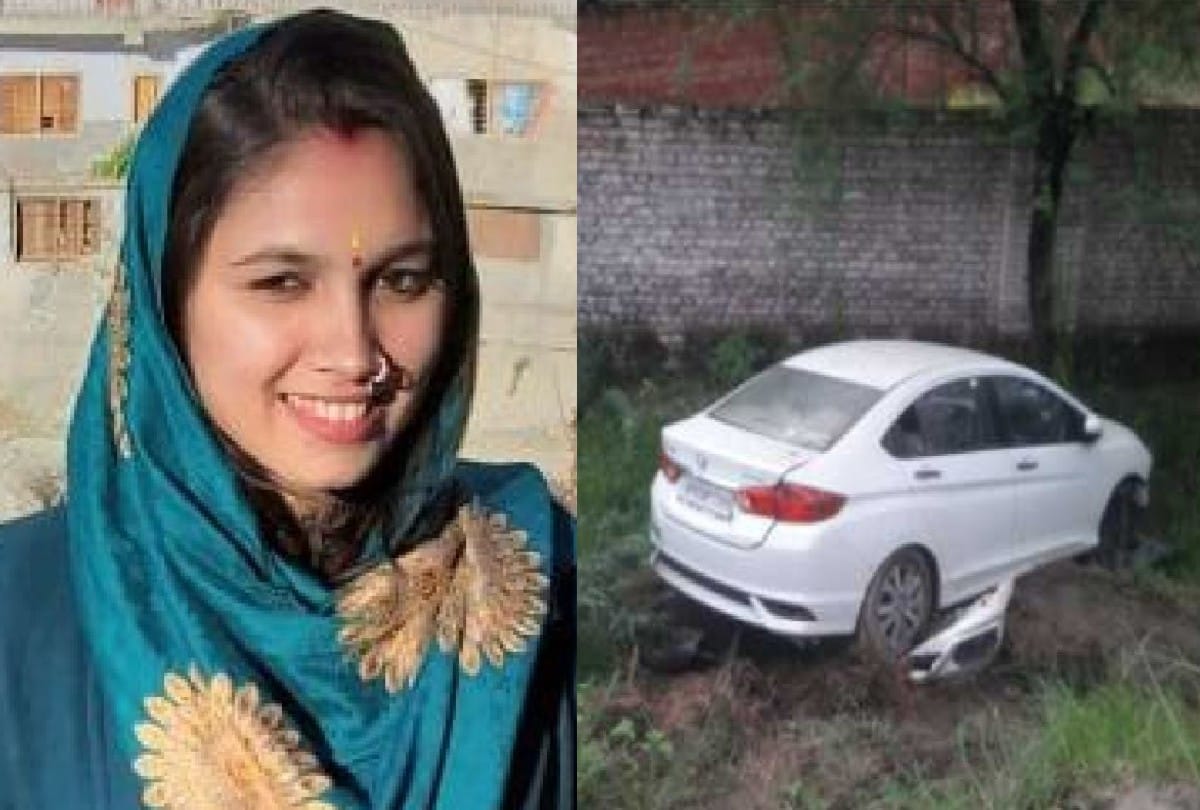 woman dies after car overturned in roadside in mathura