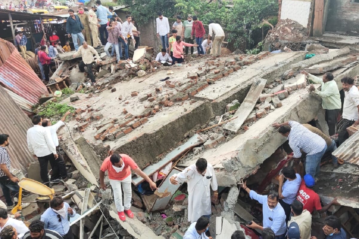 Two storey building collapses near Lal Gate area in Dewas of Madhya Pradesh