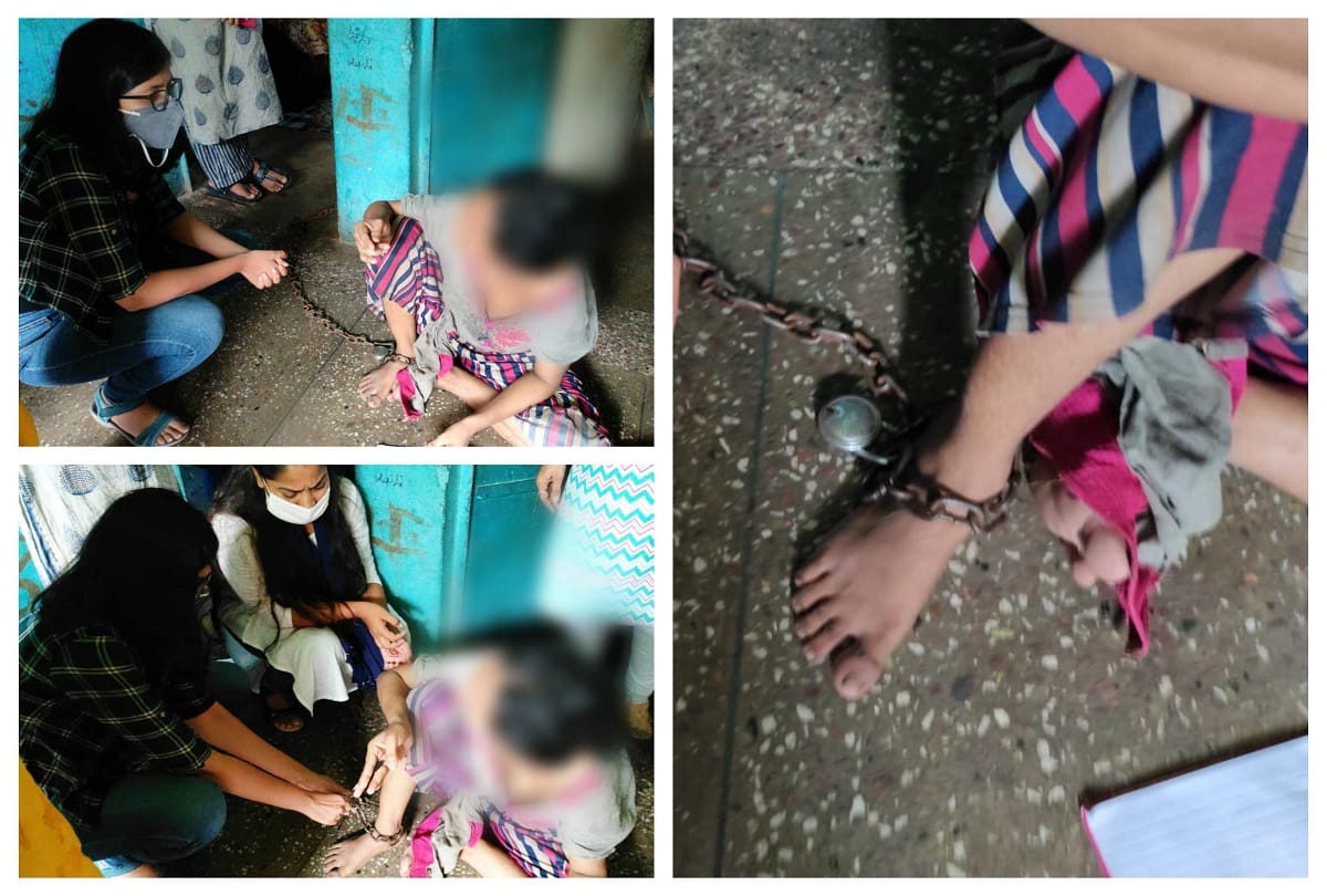Delhi husband kept wife in prison for months tied with iron chain torcher her dcw rescued woman