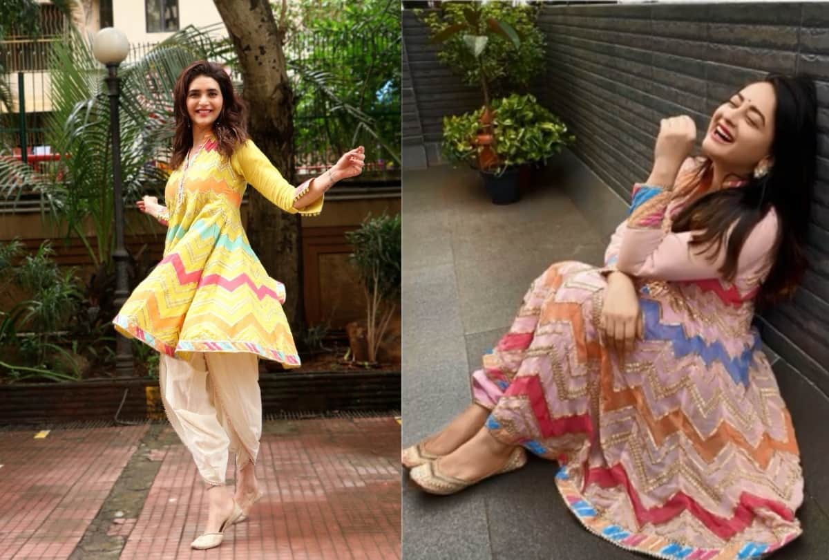 karishma tanna and mahhi vij wear colorful lahariya print kurta perfect for festive season