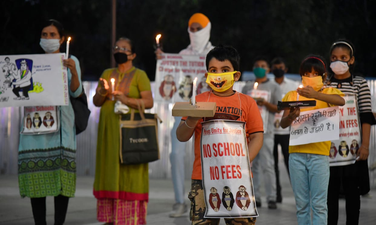 Parents march in Sector 17 Plaza on 'No School No Fees' issue