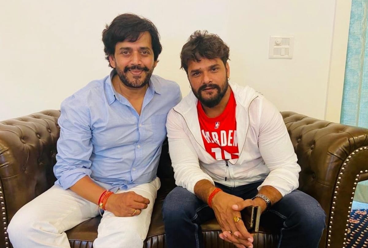 Bhojpuri superstar Khesari Lal arrives to meet MP Ravi Kishan