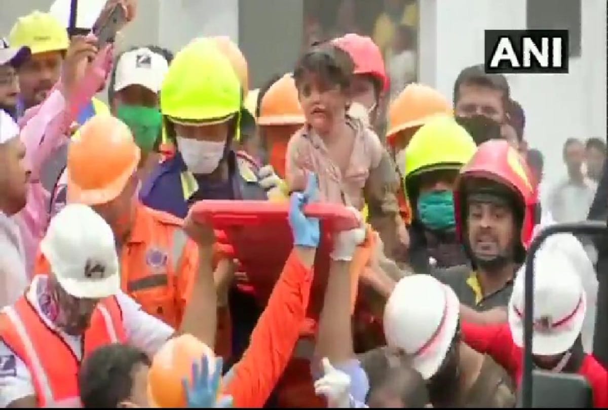 Raigad Building collapse a four year old child rescue from the building ndrf rescue work still on