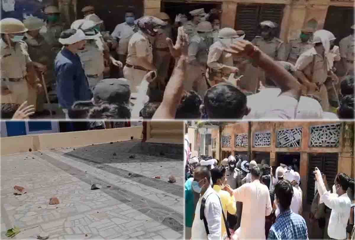dispute between police and samajwadi party workers in kannauj