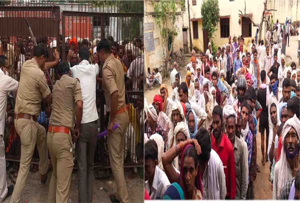 Uncontrollable crowd in cooperative societies godowns, police handled front