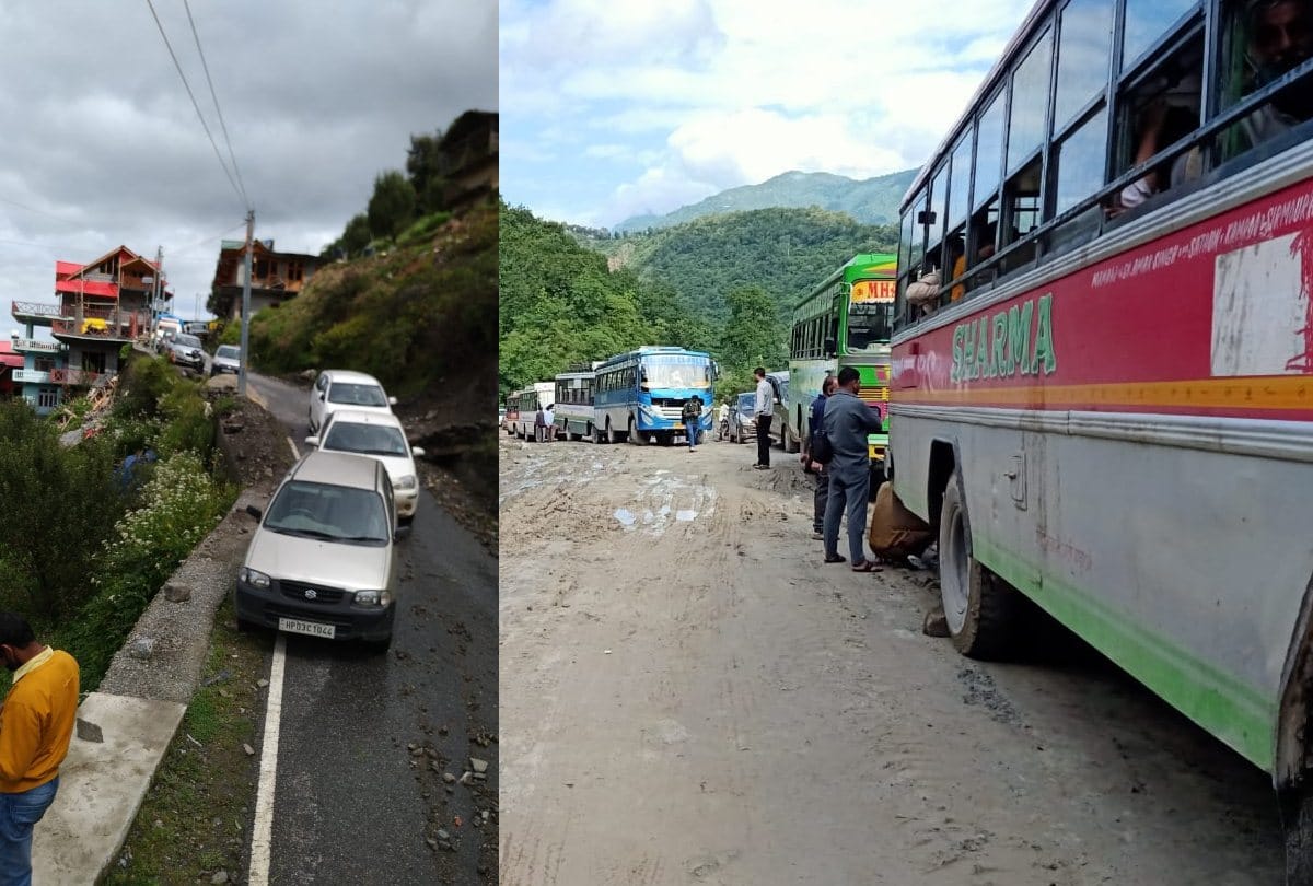 national highway 305 aut sainj and Paonta Shillai National Highway blocked due to landslide