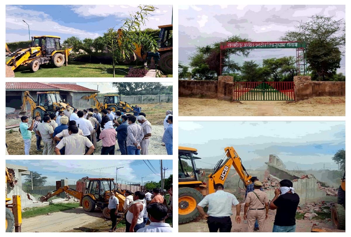 eight farm house demolished in gurugram