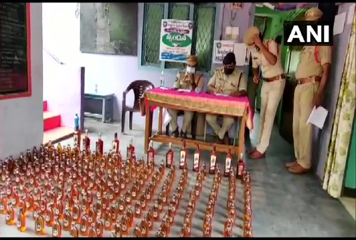 Police in Nagayalanka village of Krishna district seized 242 bottles of liquor in andhra pradesh