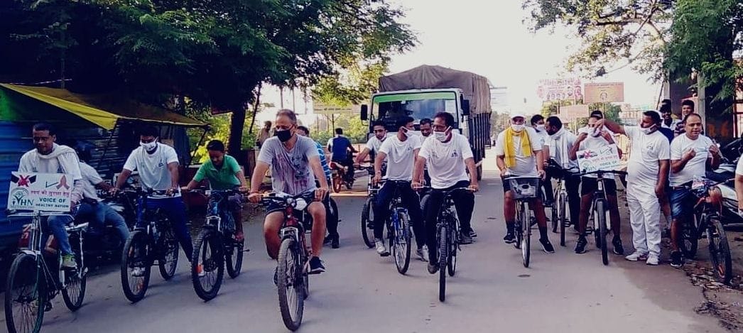 Sports Bharti holds cycle rally on sports day