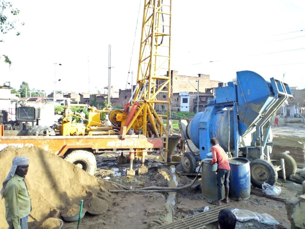 Railways started piling work on Saini Road